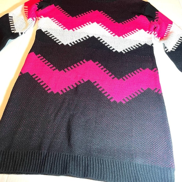 Women's Long Sleeve Chevron Pattern Sweater Dress Oversize Top Cozy Size XL - Picture 8 of 11
